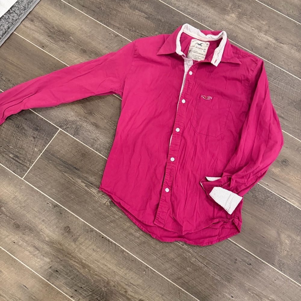 Hollister Pink Button-Up Shirt